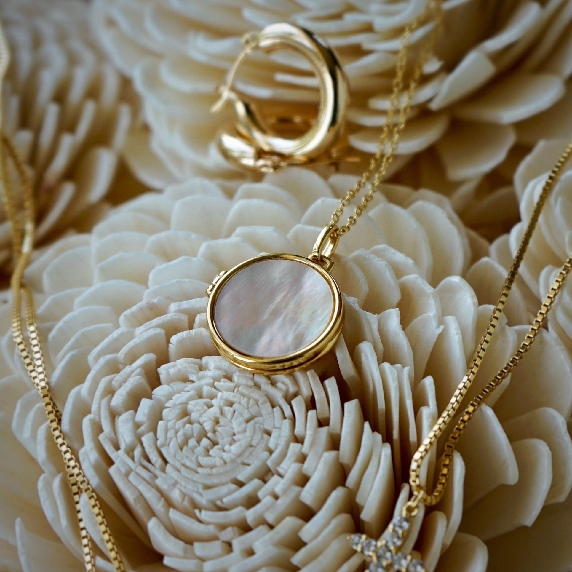Gold Round Pearl Locket Necklace